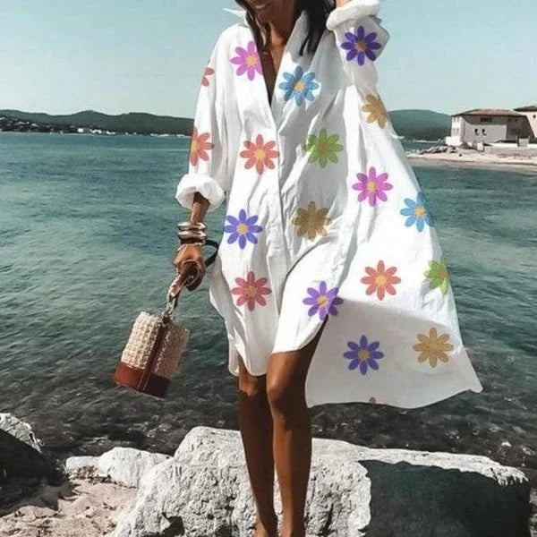 Long Sleeve Beach Cover-Up for Women | Camille White - Daisy