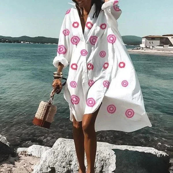 Long Sleeve Beach Cover-Up for Women | Camille White - Purple