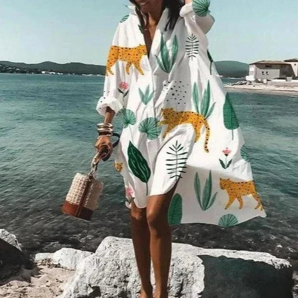 Long Sleeve Beach Cover-Up for Women | Camille White - Cat