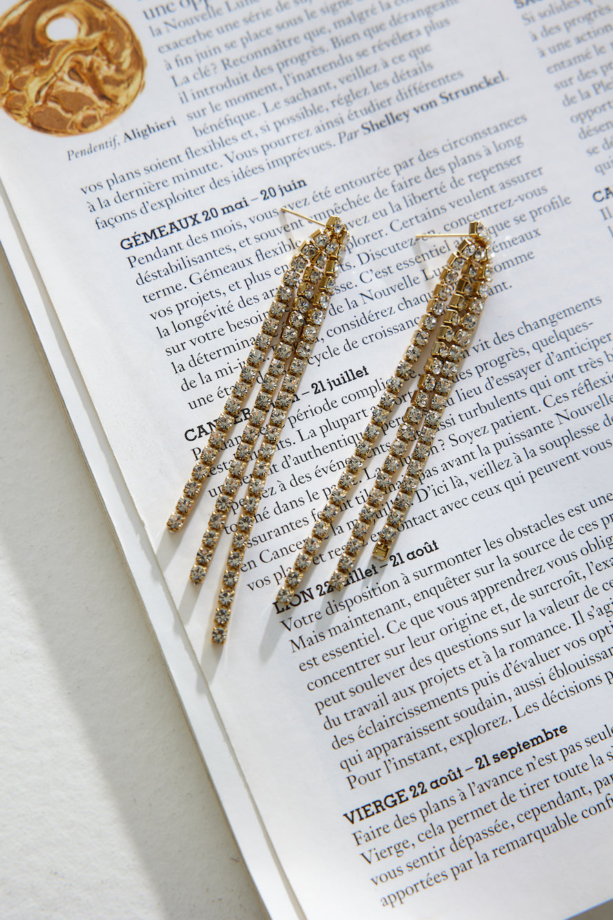 Long Crystal Drop Earrings for Women | Serena