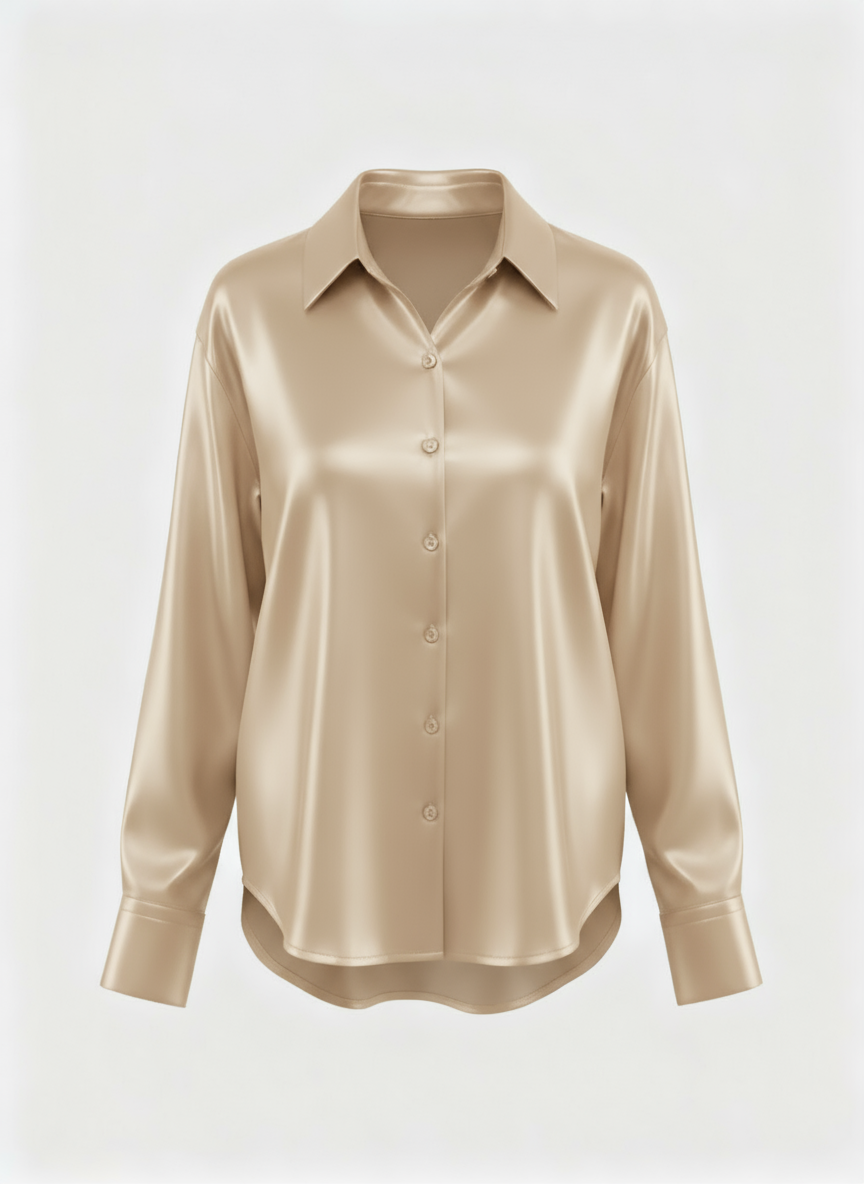 Long Sleeve Blouse Luxurious Silk for Women | Élodie Beige