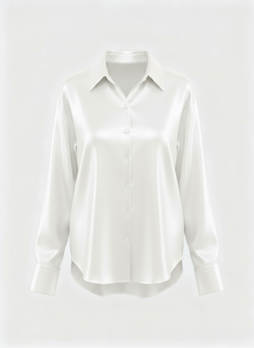 Long Sleeve Blouse Luxurious Silk for Women | Élodie White