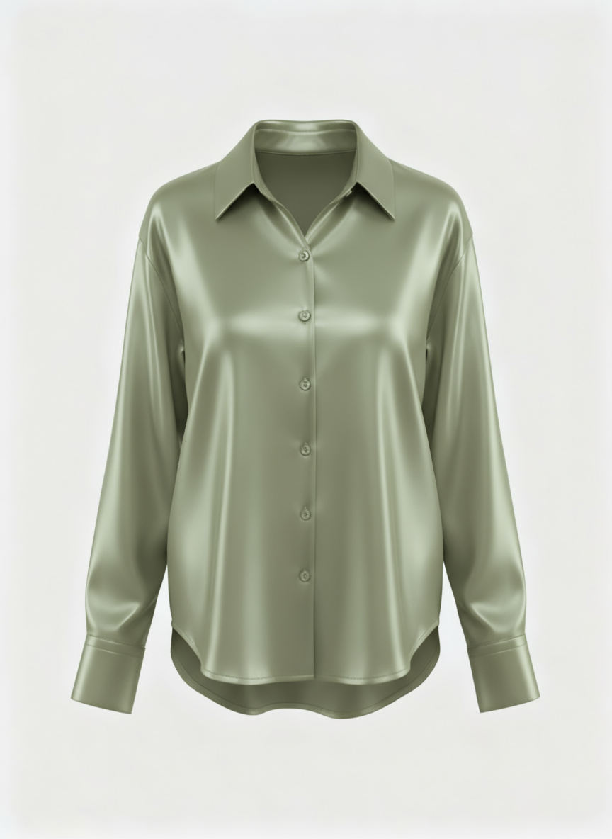 Long Sleeve Blouse Luxurious Silk for Women | Élodie Green