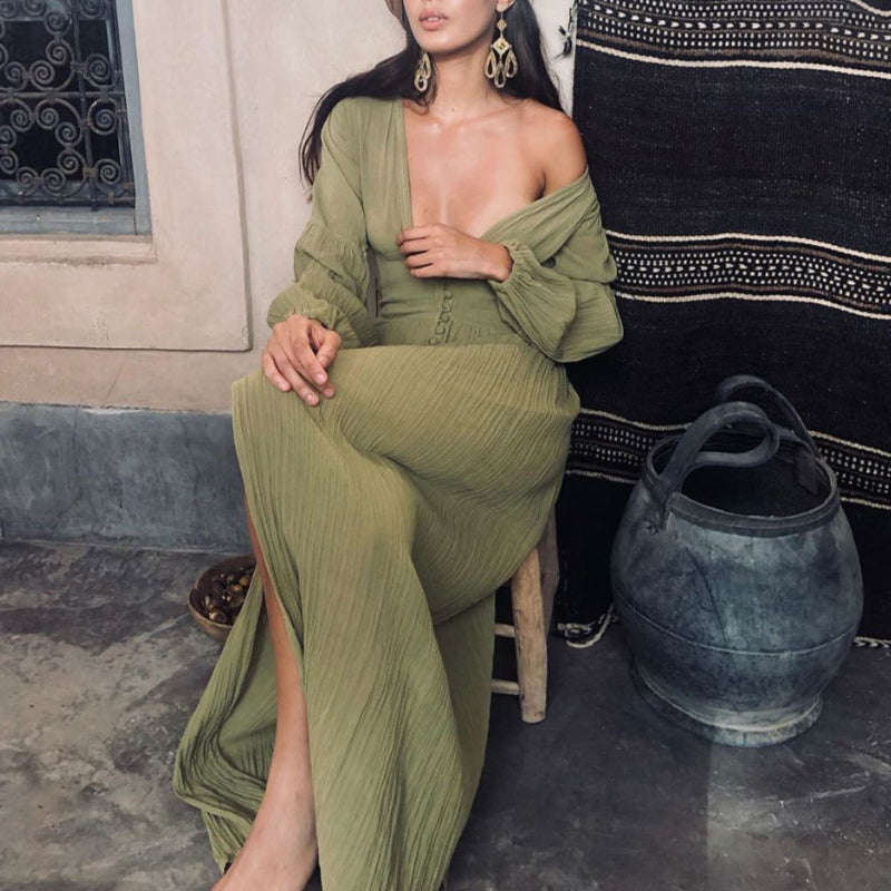 Long Sleeve Button Down Maxi Dress for Women | Vanessa