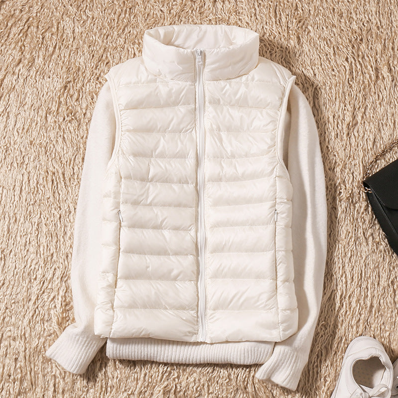 Waterproof Puffer Vest Lightweight for Women | Lora White
