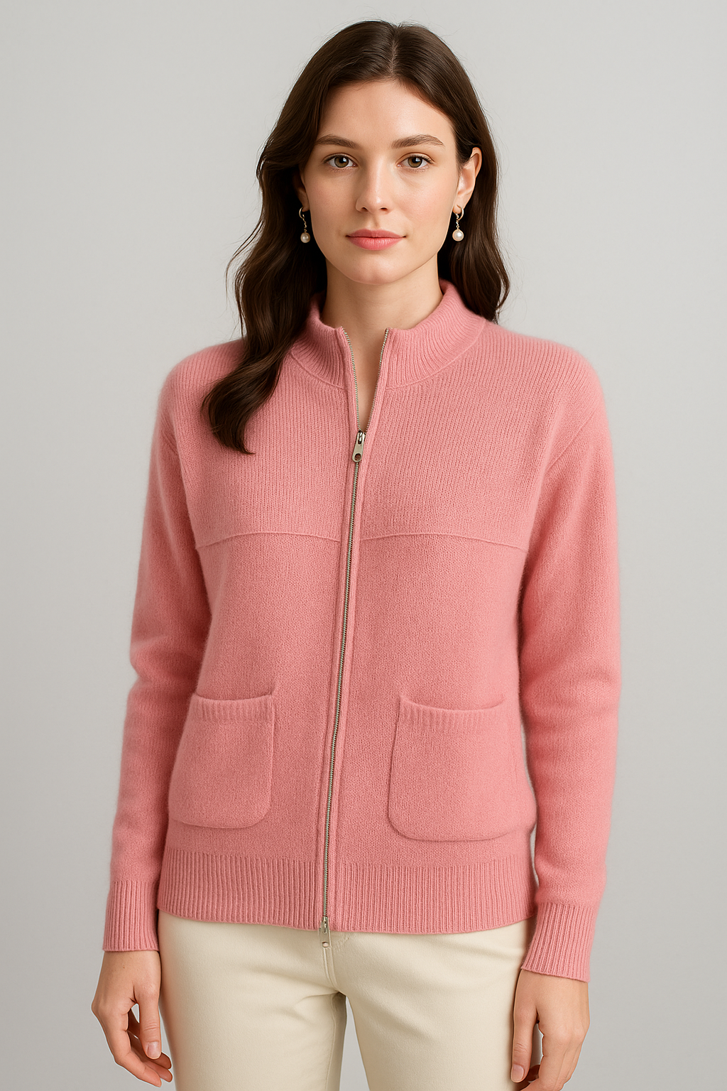 Plaid Knit Sweater Tailored Fit for Women | Lorraine Pink