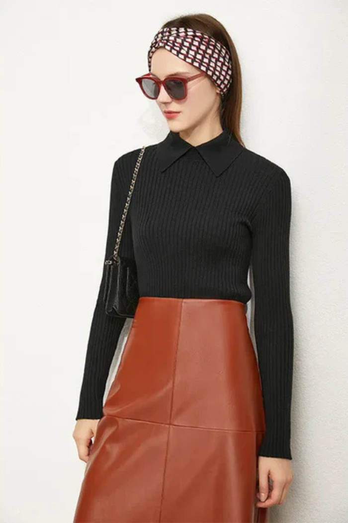 Long Sleeve Knit Polo Casual Fit for Women | Vivienne