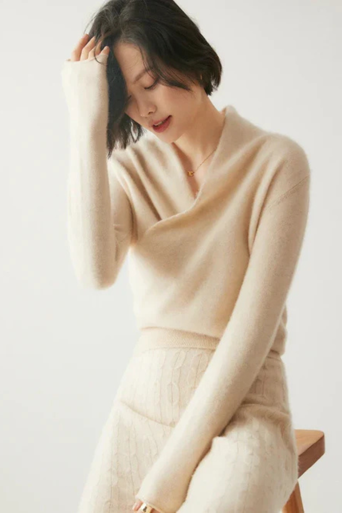 Cashmere Sweater Crossover Collar for Women | Kylor