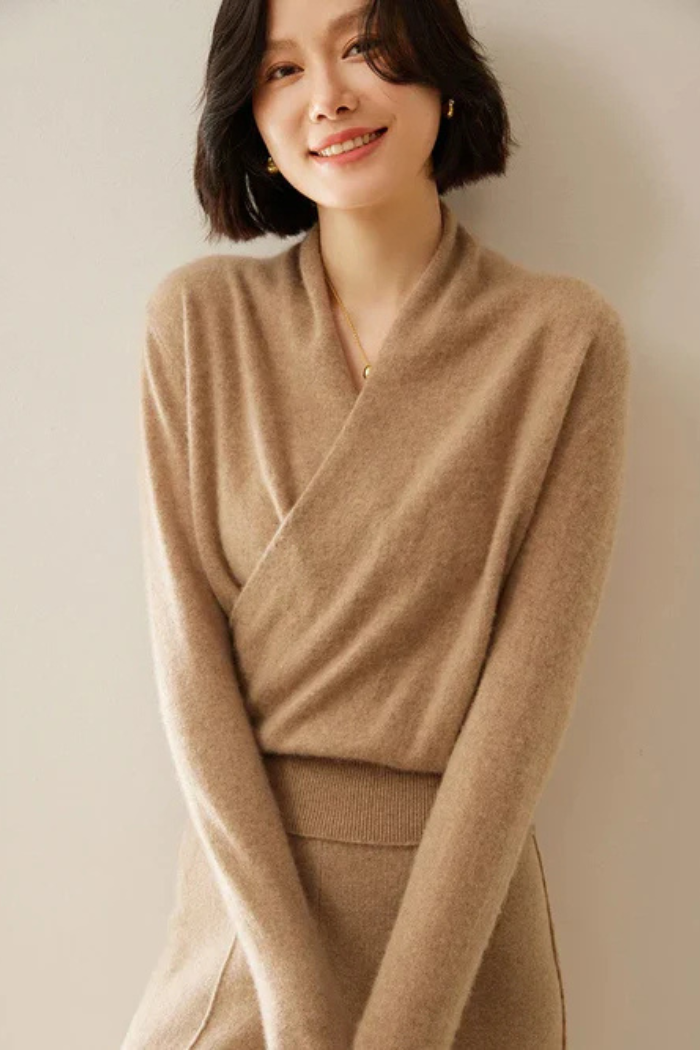 Cashmere Sweater Crossover Collar for Women | Kylor