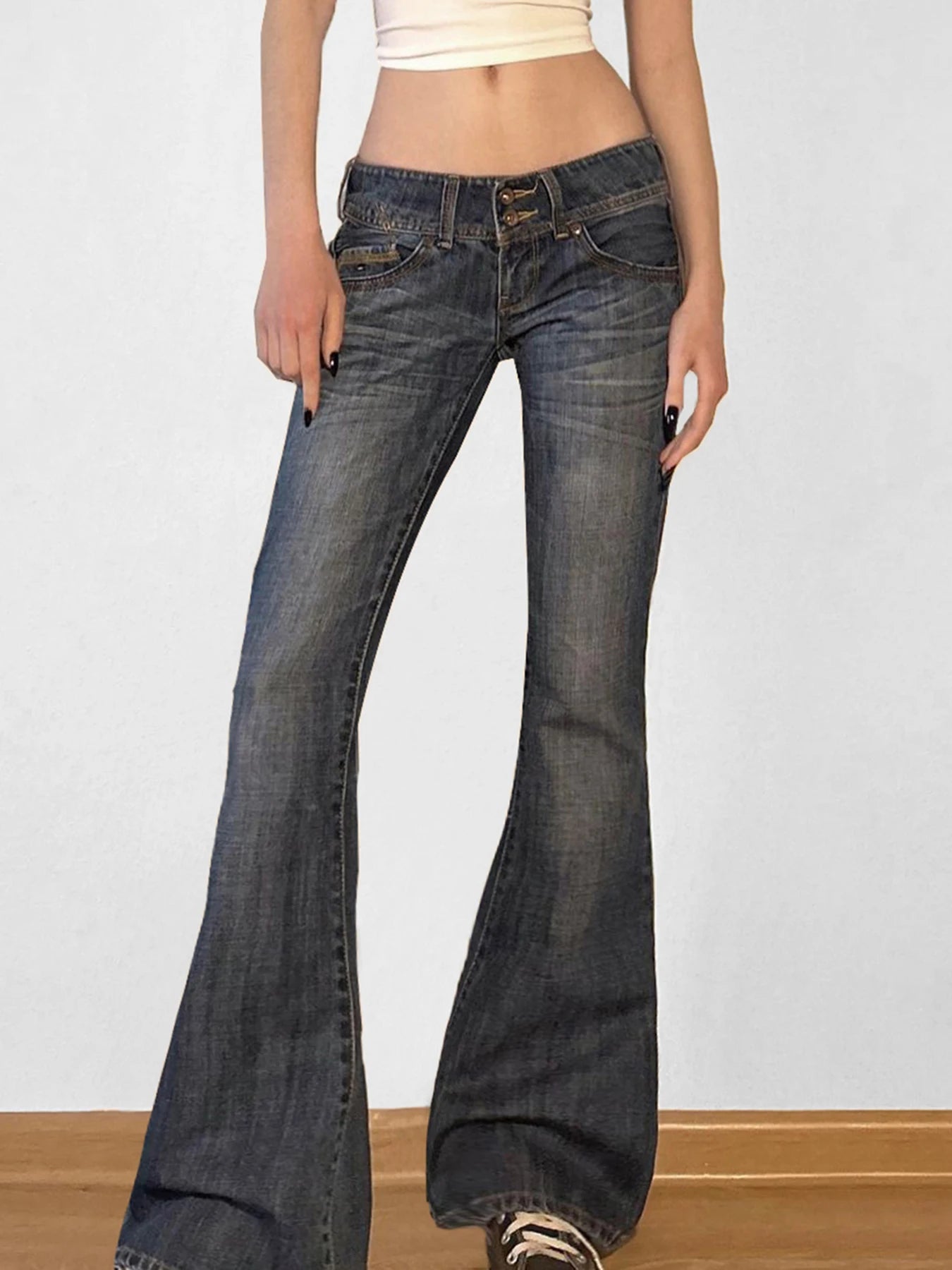 Blue Low Rise Flared Jeans for Women | Kira