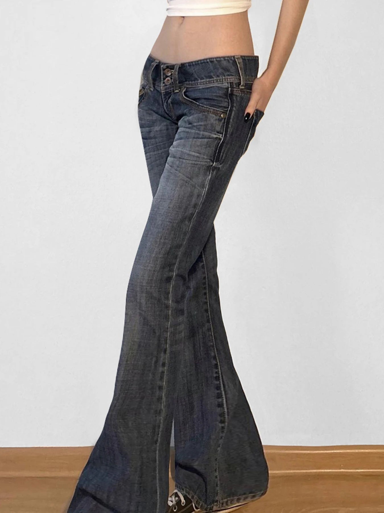 Blue Low Rise Flared Jeans for Women | Kira