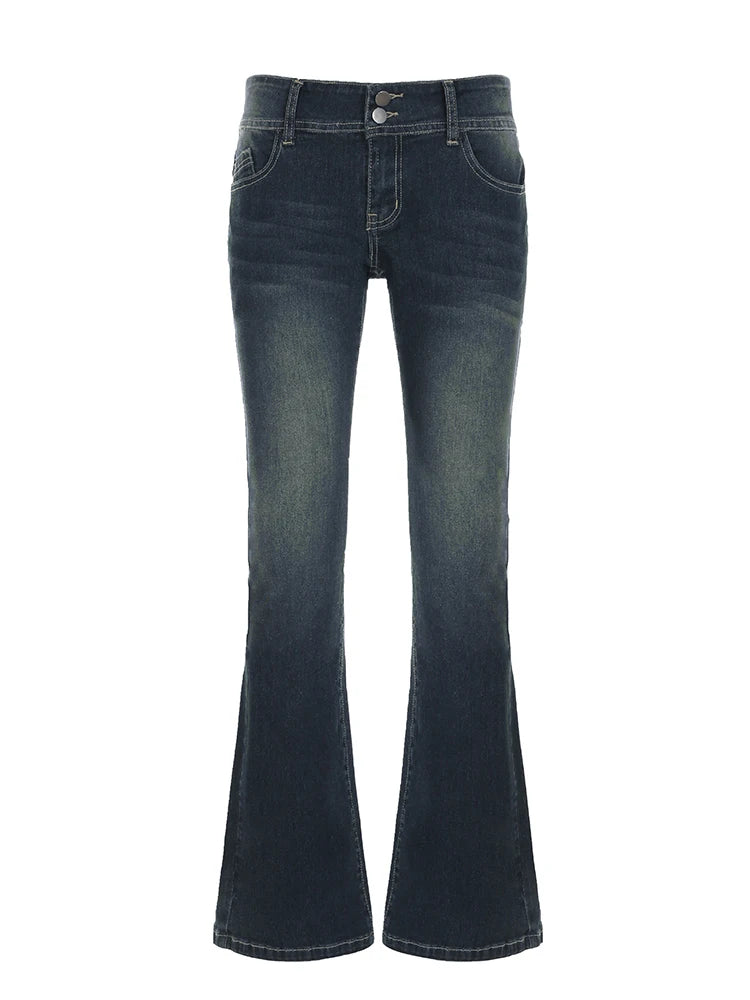 Blue Low Rise Flared Jeans for Women | Kira