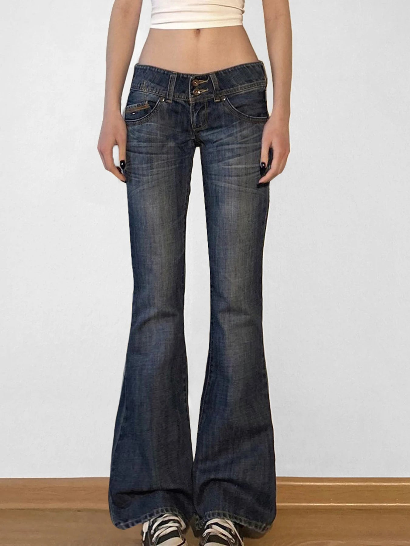 Blue Low Rise Flared Jeans for Women | Kira