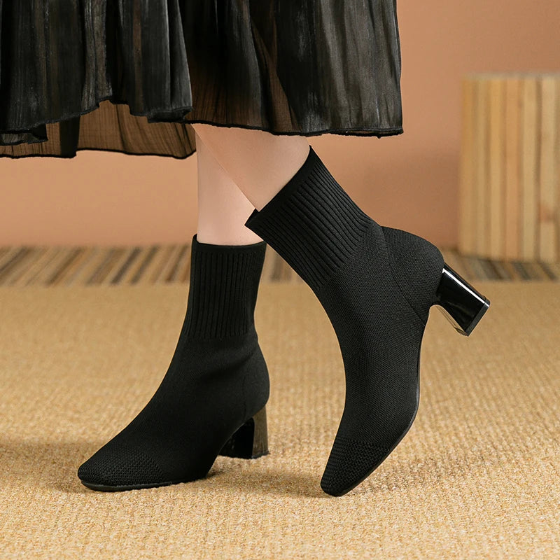 Lunara | High Heel Suede Boots Black