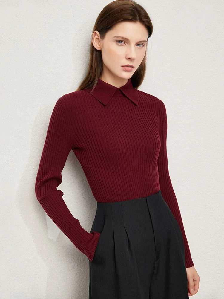 Long Sleeve Polo Tailored Fit for Women | Marceline Red