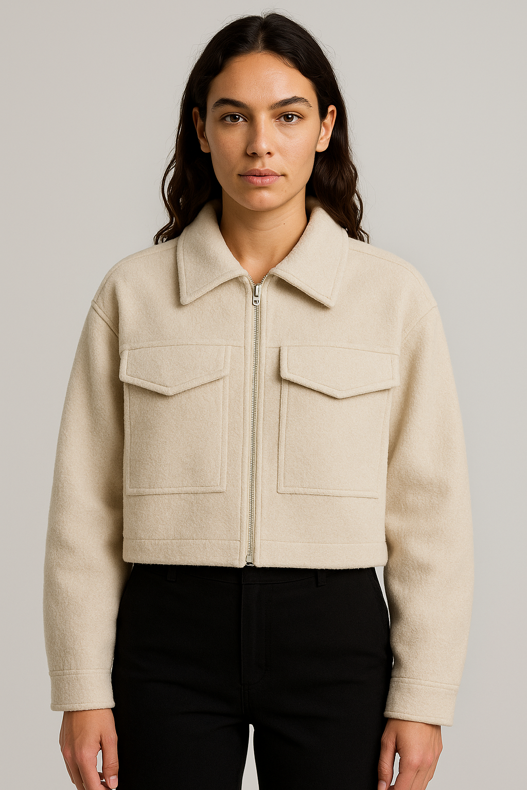 Zipped Bomber Jacket Classic Style for Women | Marcelline Beige