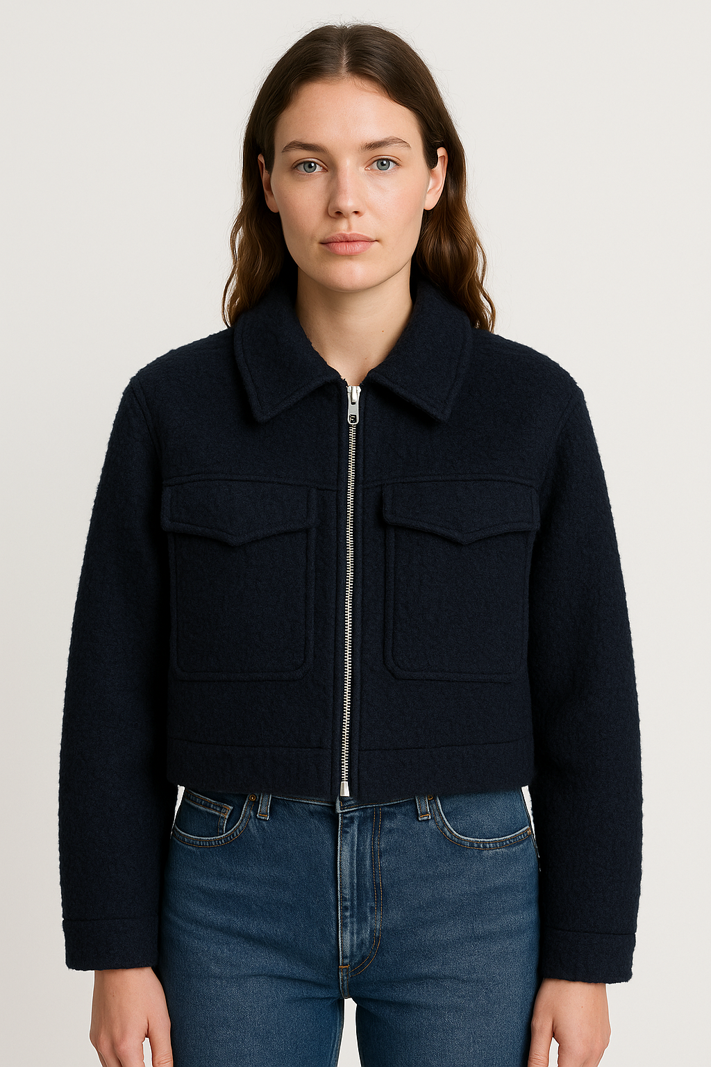 Zipped Bomber Jacket Classic Style for Women | Marcelline Black