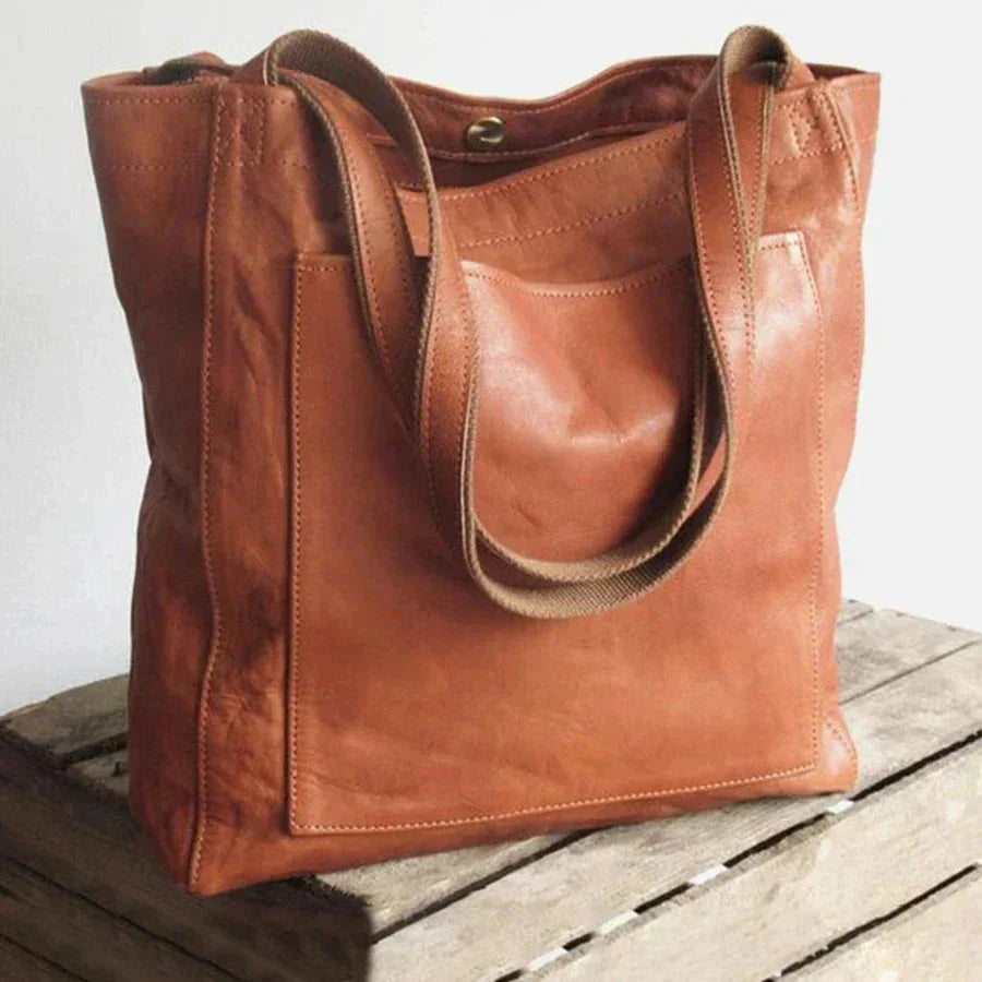 Leather Tote Bag Chic Design for Women | Maribel Brown