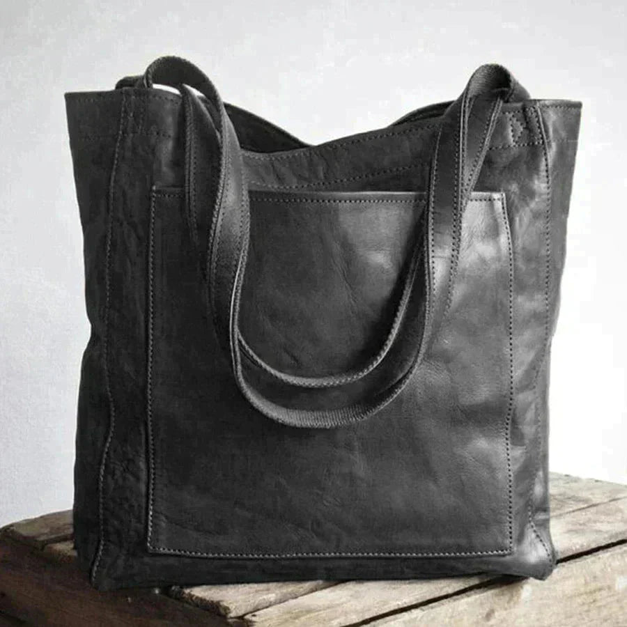 Leather Tote Bag Chic Design for Women | Maribel Black