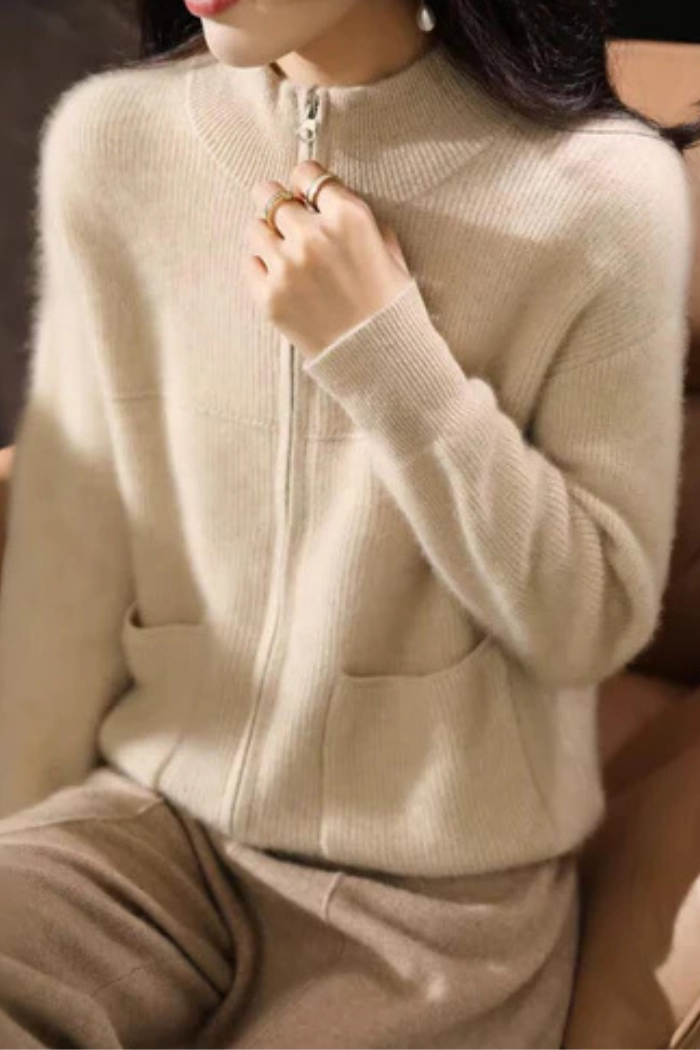 Wool Zip-Up Sweater Relaxed Fit for Women | Marisse