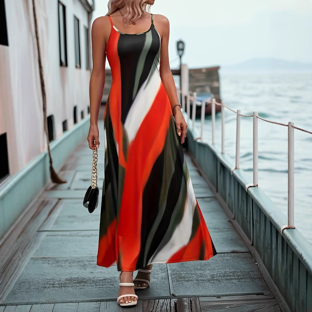 Orange Maxi Dress with Spaghetti Straps for Women | Vistara Orange