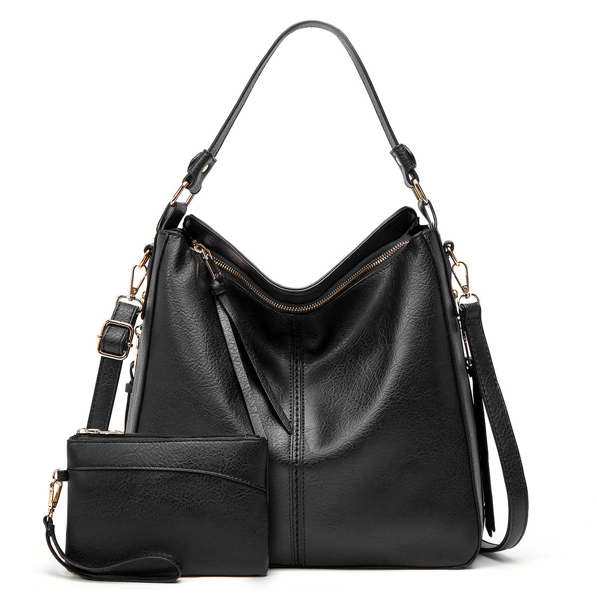 Melurie – Vintage-Style Hobo Bag Black Set