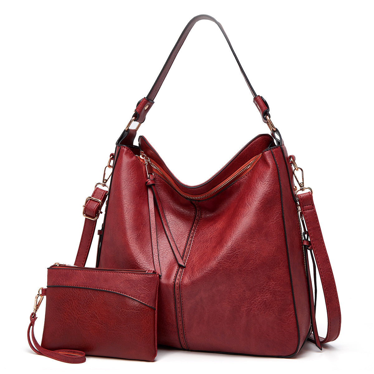 Melurie – Vintage-Style Hobo Bag Red Set