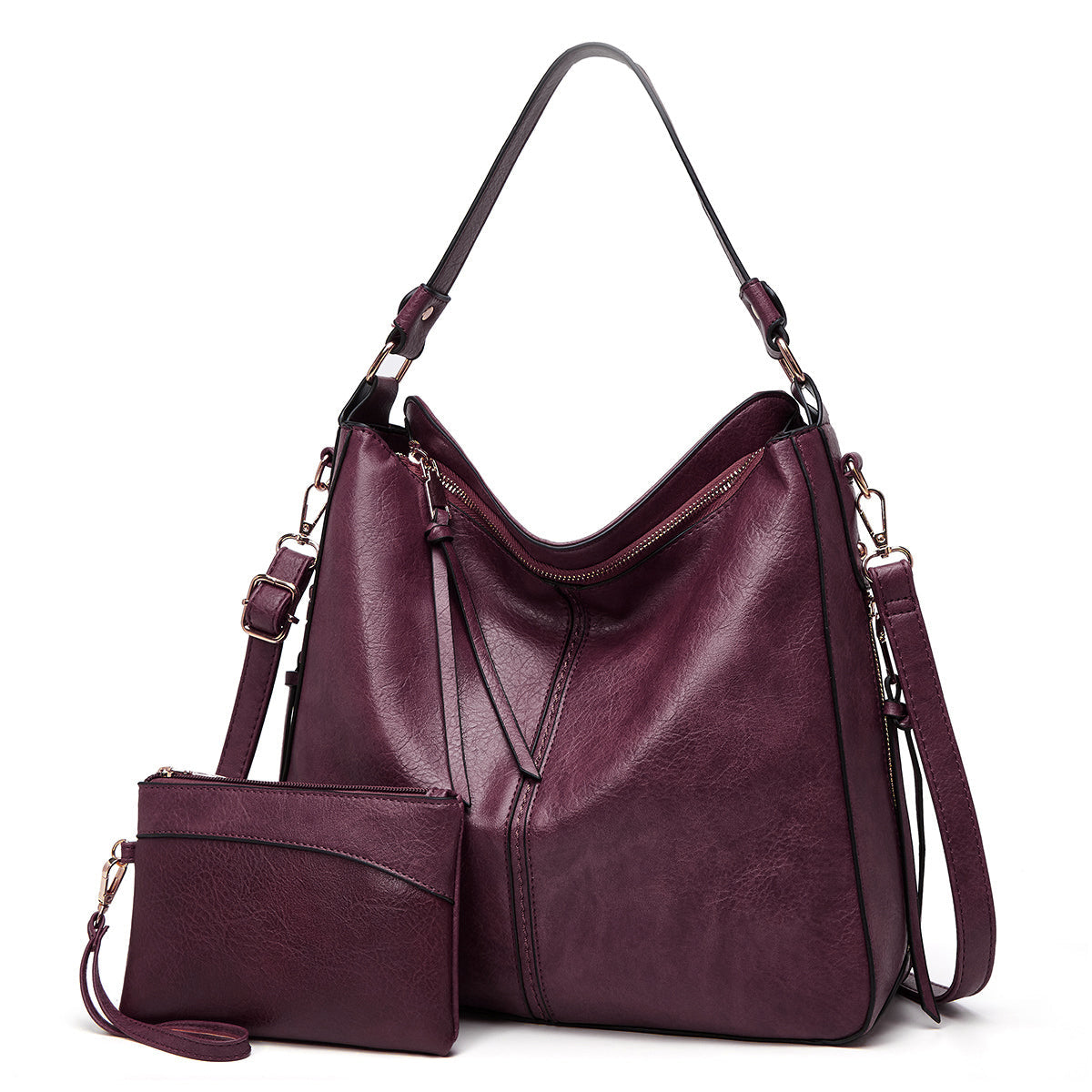Melurie – Vintage-Style Hobo Bag Purple Set