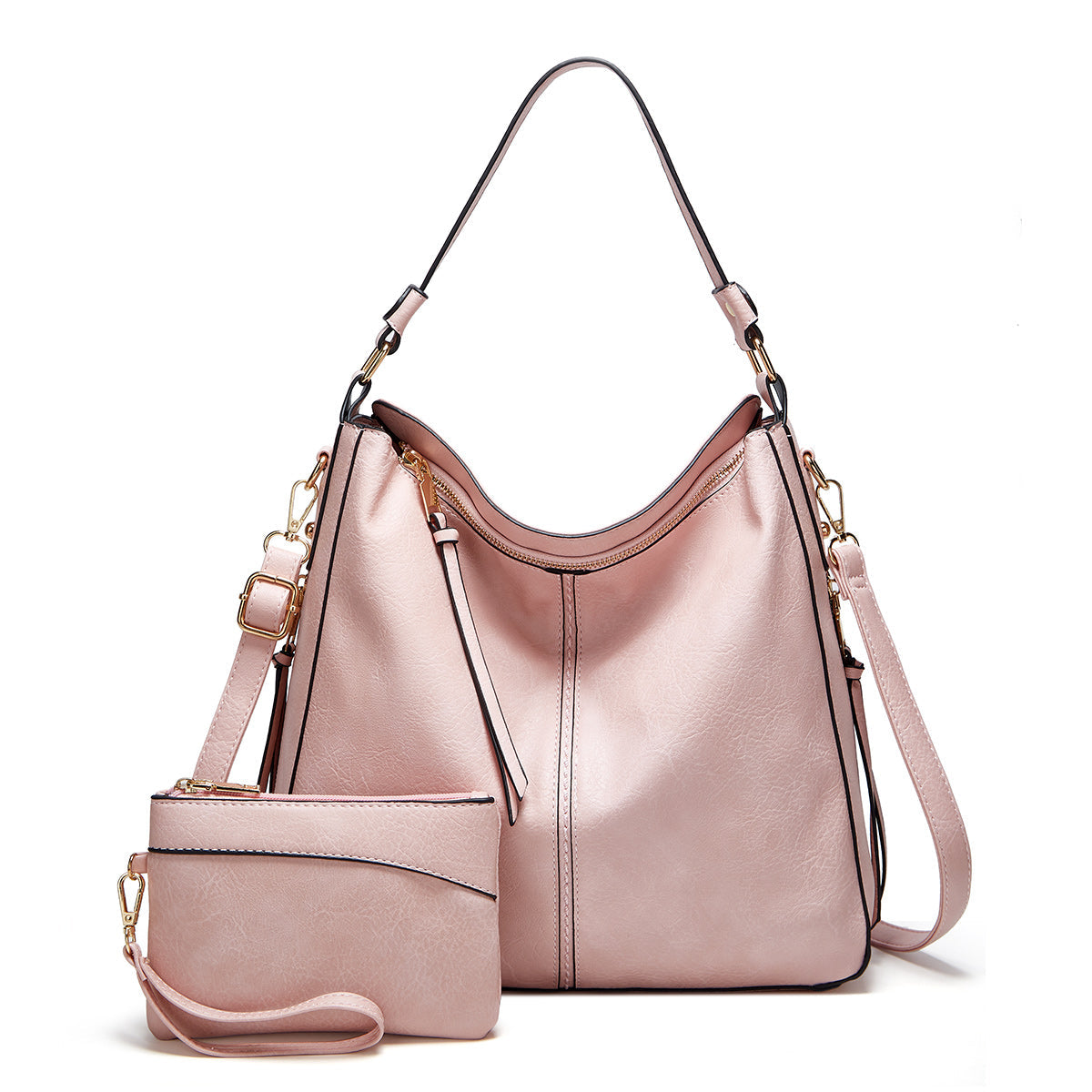 Melurie – Vintage-Style Hobo Bag Pink Set