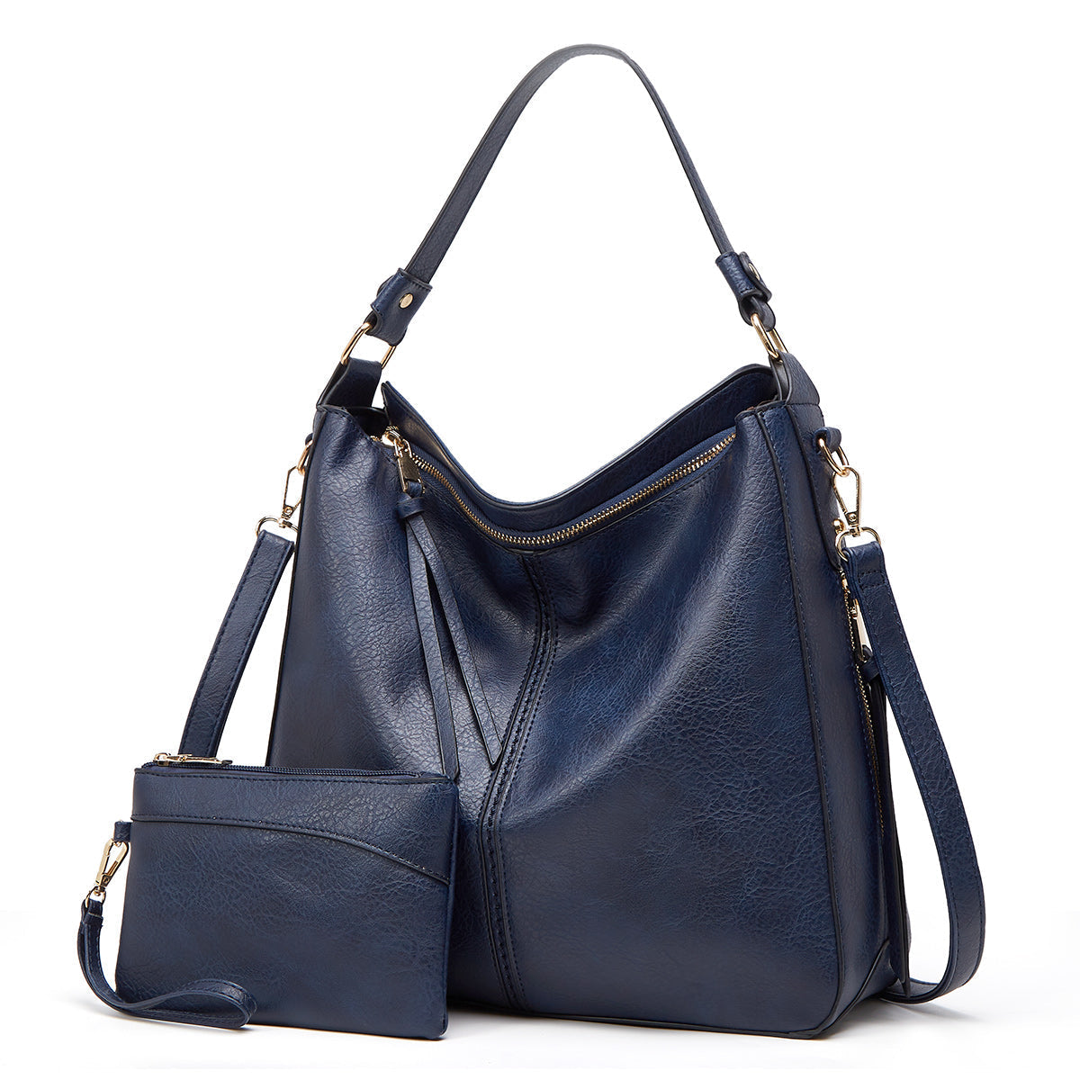 Melurie – Vintage-Style Hobo Bag Navy Blue Set
