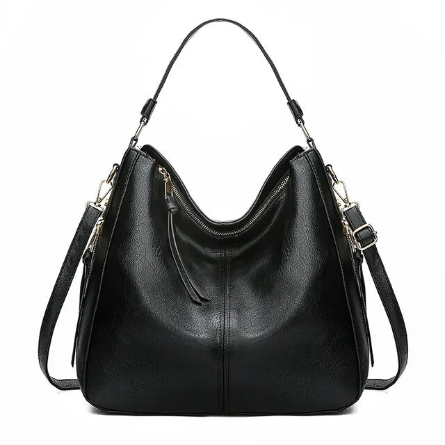 Melurie – Vintage-Style Hobo Bag Black