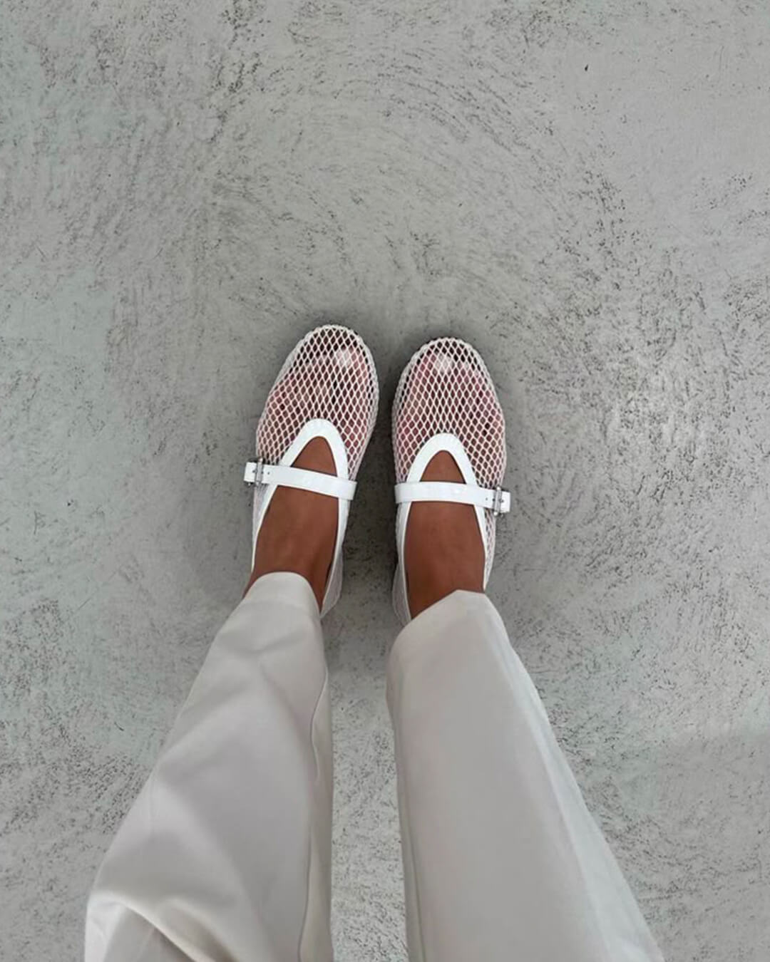 Mesh Ballet Flats For Women | Lirina White