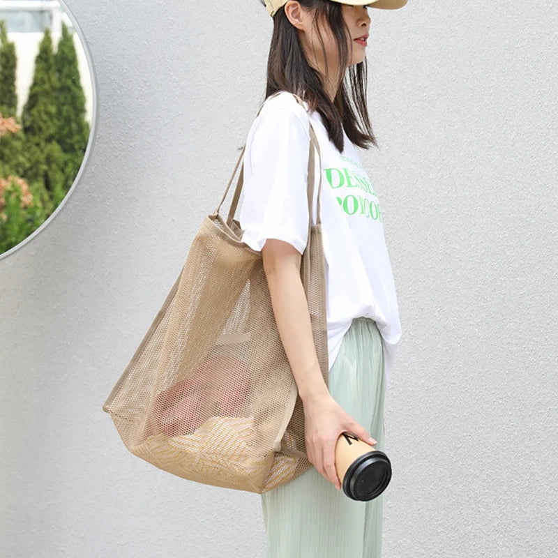Mesh Tote Bag Spacious Design For Women | Jorina