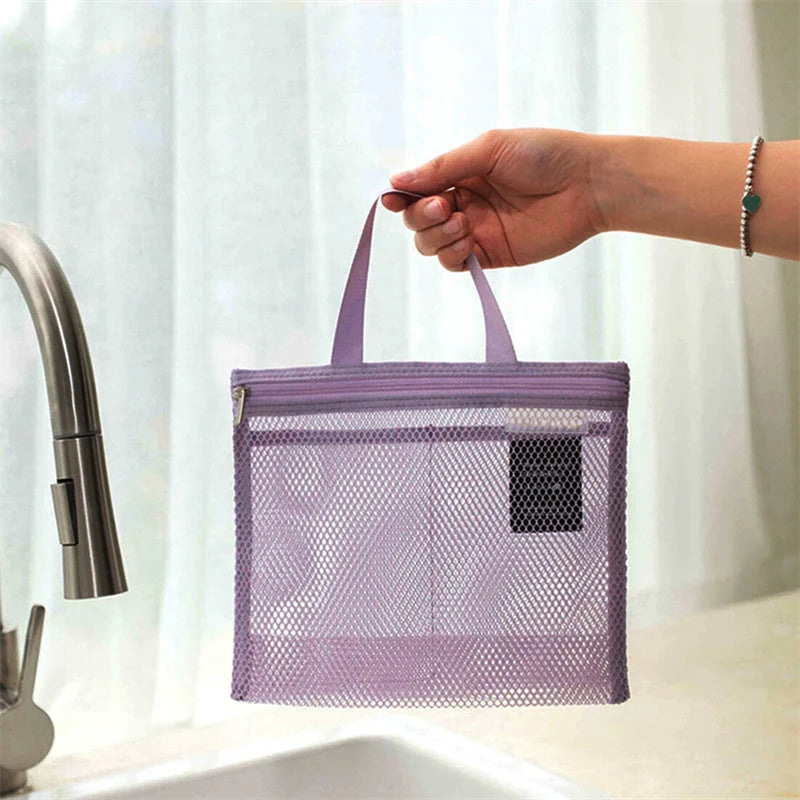 Mesh Waterproof Toiletry Storage Bag for Women | Olivia Purple