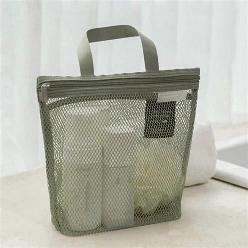 Mesh Waterproof Toiletry Storage Bag for Women | Olivia Green