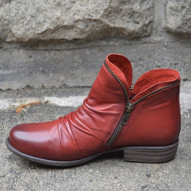 Mikara | Leather Ankle Boots Red