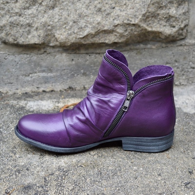 Mikara | Leather Ankle Boots Purple