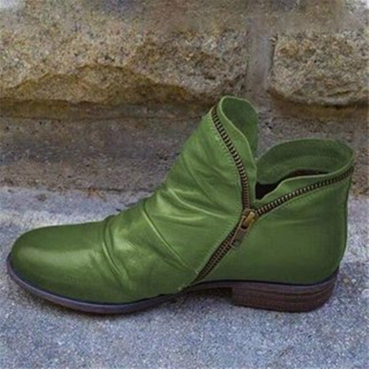Mikara | Leather Ankle Boots Green