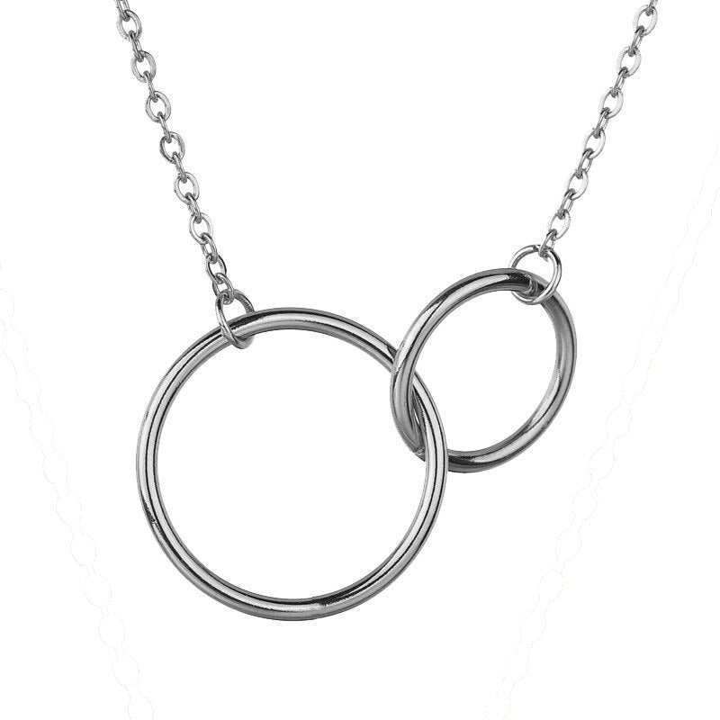 Minimalist Double Circle Pendant Necklace for Women | Kyline Silver 48cm