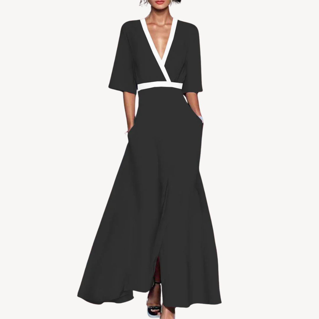 Mira | Wrap Style Maxi Cocktail Dress Black