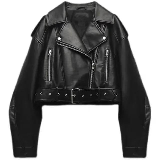 Modern Short Biker Jacket for Women | Virella Black
