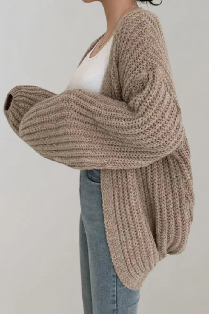 Chunky Knit Oversized Cardigan for Women | Nadine Khaki One Size
