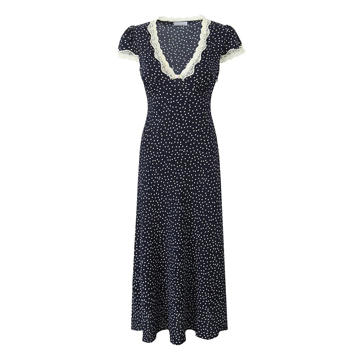 Navy Blue Polka Dot Dress For Women | Liora Navy Blue