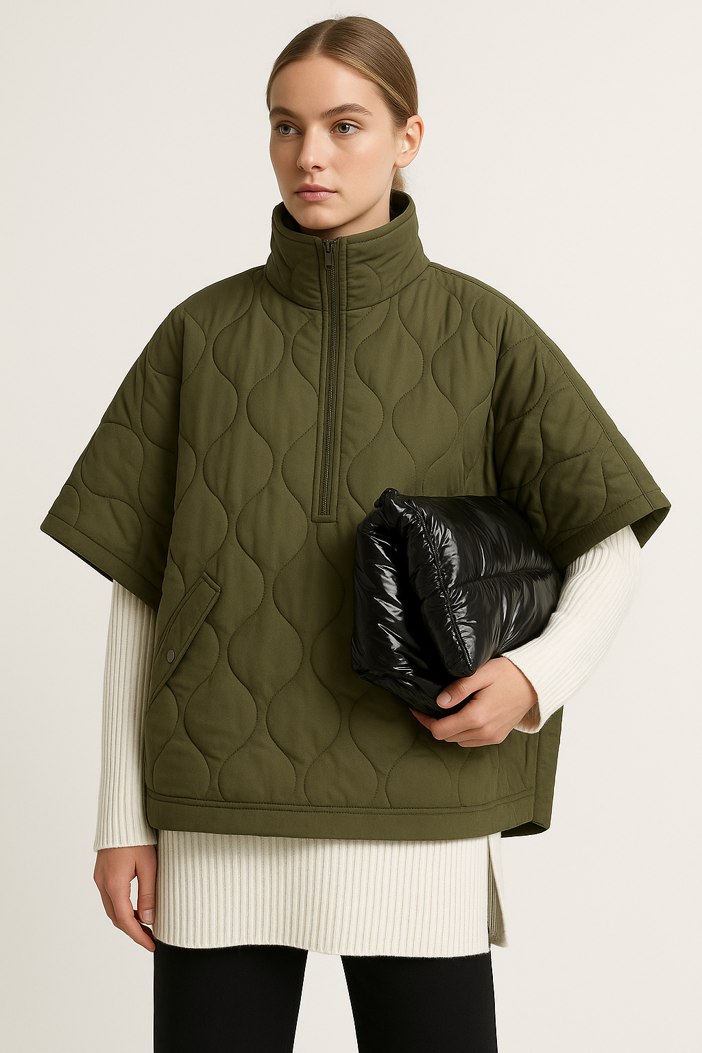 Quilted Cape Winter Coat Stylish Design for Women | Noelle
