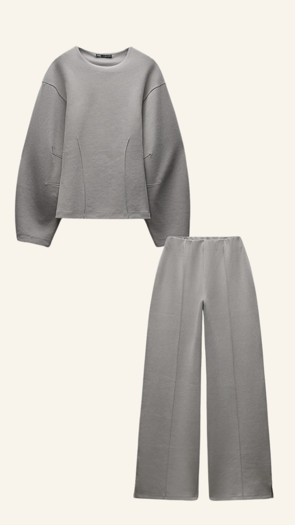 Chic Two-Piece Long Sleeve Lounge Set for Women| Wilma Gray