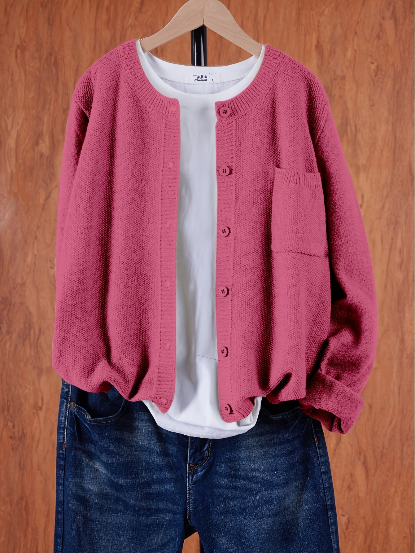 Nula | Oversized Casual Wool Cardigan Pink