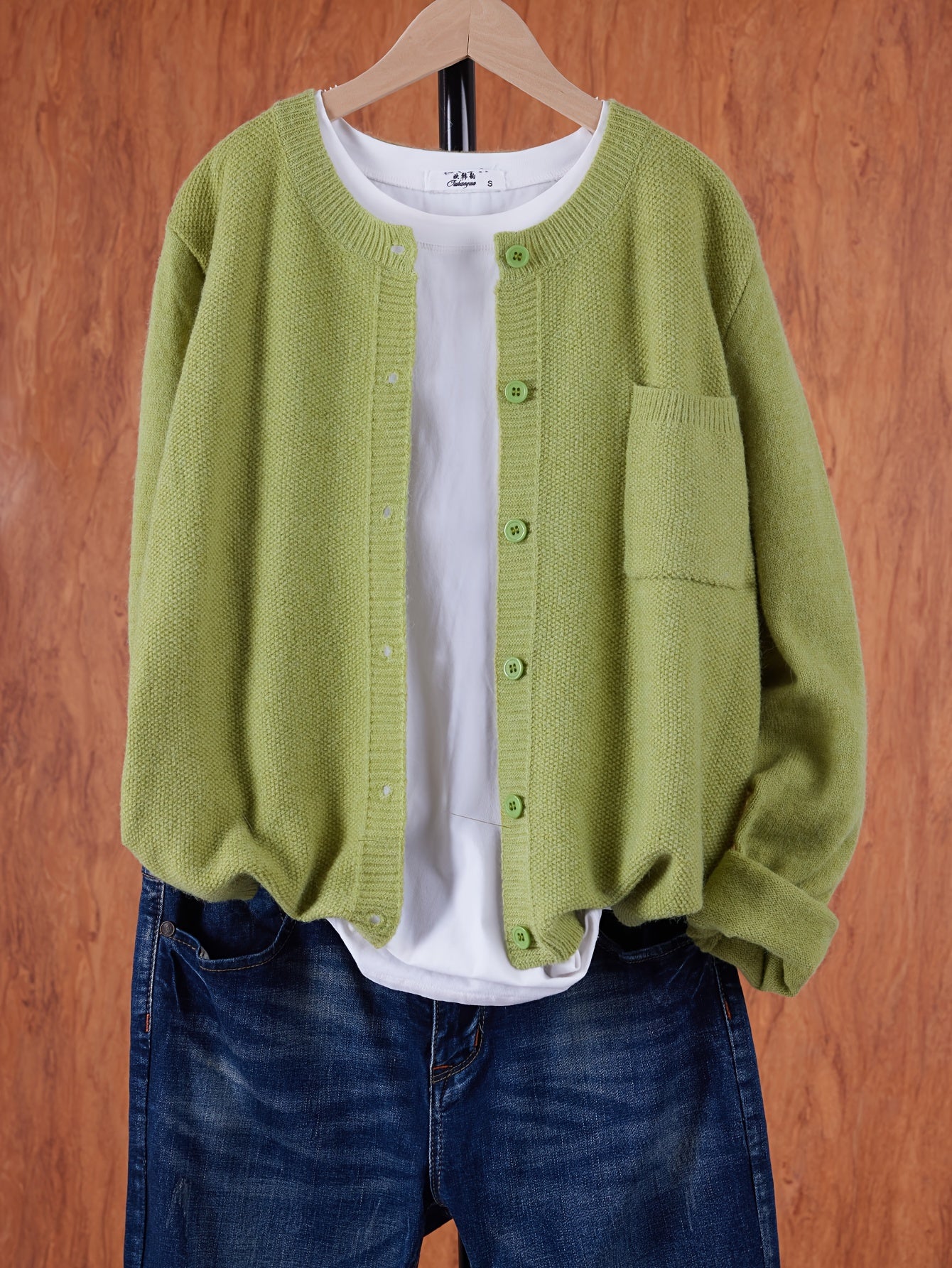 Nula | Oversized Casual Wool Cardigan Light Green