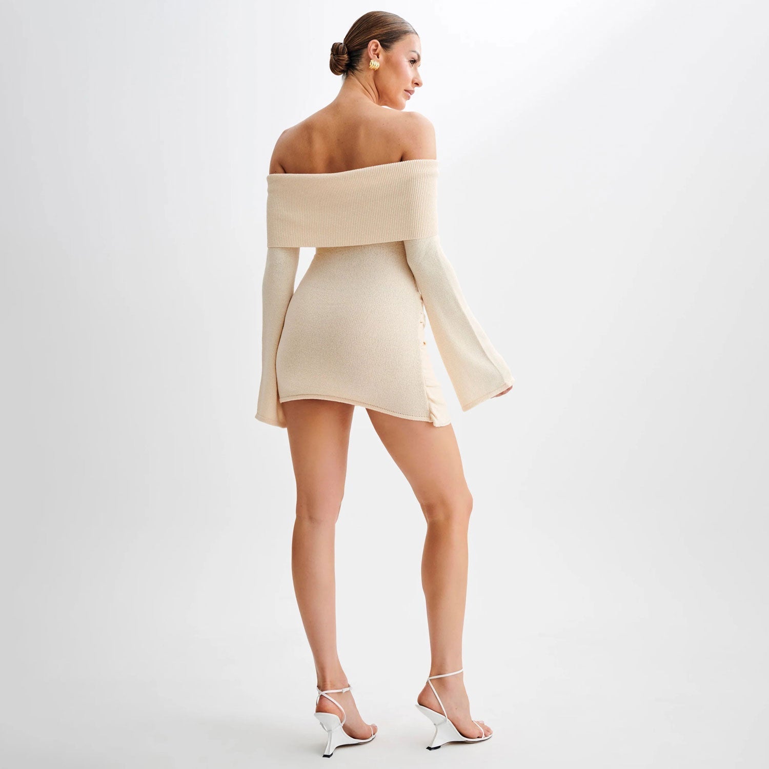 Off-Shoulder Knitted Mini Dress with Side Tie for Women | Moira