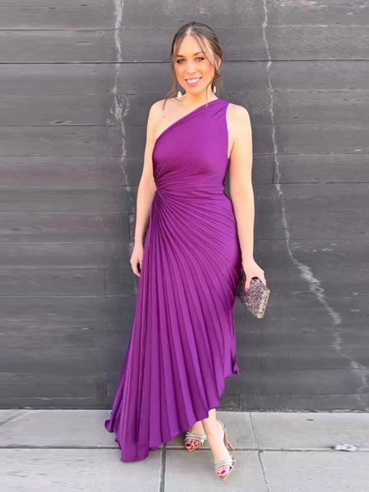 One-Shoulder Floor-Length Evening Gown for Women | Virelle Rose