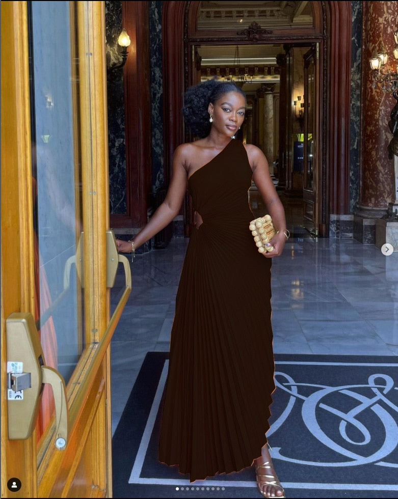 One-Shoulder Floor-Length Evening Gown for Women | Virelle Black